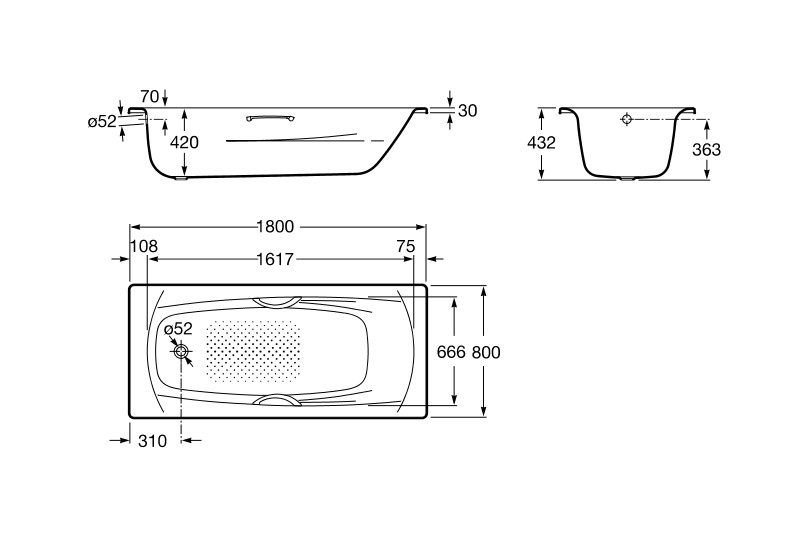 Roca Swing 180*80 ванна стальная 7.2200.E.000.0